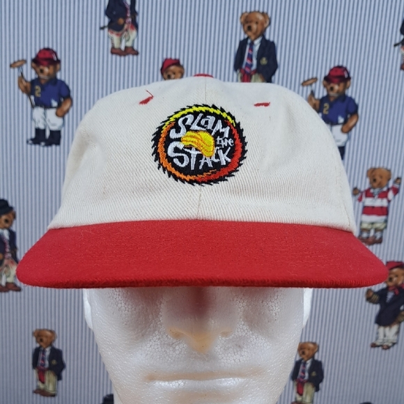 Vintage Pringles promo Slam the Stack stitched logo cream & red pull tab hat - Picture 1 of 9